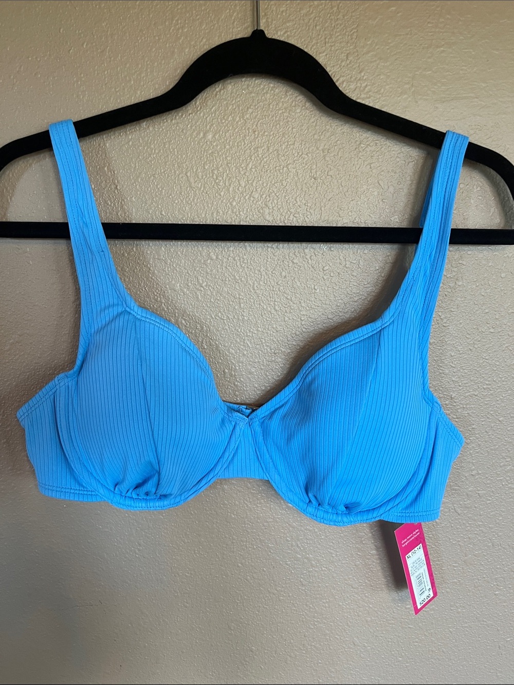 Xhilaration Bright Blue Ribbed Underwire Bikini Top
